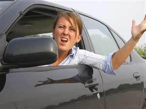 Woman screaming at traffic pic
